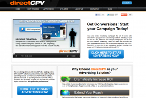 DirectCPV.com CPV Ad Serving Network home page full-size image