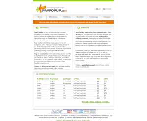 PayPopUp.com Pop Up and Pop Under Ad Serving Network home page full-size image