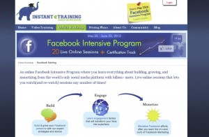 InstantETraining.com Facebook Marketing Tutorials home page full size image