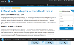 SubmitinMe.com Social Media Packages page full size image