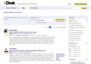 oDesk.com Mobile Website Design home page full size image