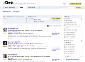 oDesk.com Press Release Distribution Service home page full size image