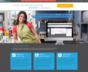 GroSocial.com Fan Page management platform home page full-size image