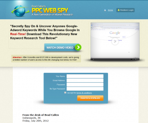 PPCWebSpy.com Adwords Keyword Software full-size homepage image