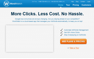 WordWatch.com Adwords Management Software home page full-size image