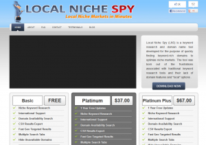 LocalNicheSpy.com Local Marketing Software home page full size image
