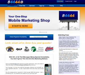 84444.com SMS/Text Marketing Software home page full size image