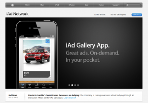 Apple iAd Mobile Advertising Network home page full size image