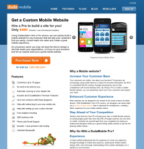 DudaMobile.com Mobile Website Design Service page full size image