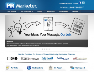 PRMarketer.com Full Service Press Release service home page full size image