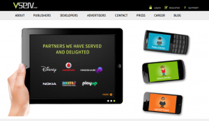 VSERV.mobi Mobile Ad Network home page full size image