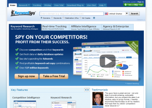 KeywordSpyPro.com PPC/SEM Keyword Research Software home page full size image