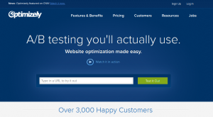 Optimizely.com Landing Page Optimization Software home page full size image