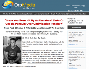 LinkRemoval.com Backlink Removal service home page full size image
