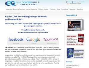 PrimeConcepts.com SEM/PPC Management service overview page full size service