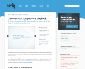Raven Tools Competitor Analysis software overview page full size image
