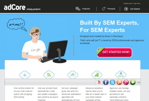 adCore.com SEM Management software home page full-size image