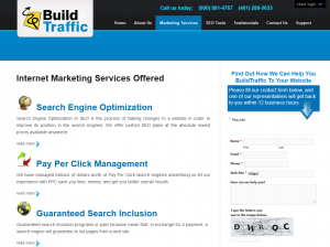 BuildTraffic.com SEO services home page full size image