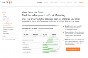 HubSpot.com Email Marketing Software overview page full size image
