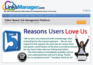 LinksManager.com Link Management software home page full size image