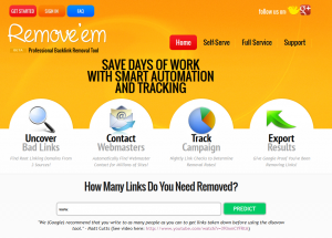Removeem.com Backlink Removal service home page full size image