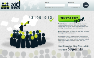 AddMeFast.com Social Media Exchange Network home page full size image