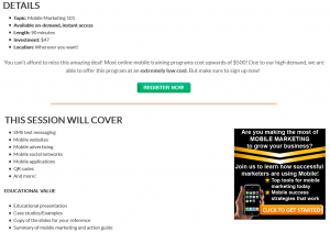 Boot Camp Digital Mobile Marketing Training 101 sales page full size image