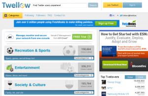 Twellow.com Twitter Directory home page full size image