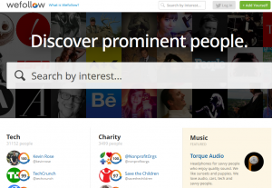 Wefollow.com Twitter Directory home page full size image