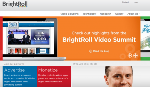 BrightRoll (BrightRoll.com) Video Advertising network home page full size image