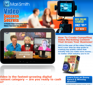 Mari Smith's 'Video Success Secrets' (marismith.com/videosuccesssecrets) sales page full size image