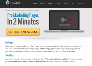 PT Instant (PTinstant.com) Wordpress Squeeze/Sales page plugin home page full size image