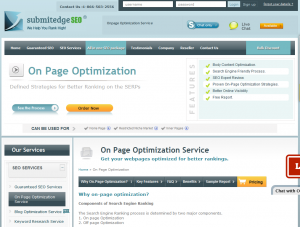 SubmitEdgeSEO On-Page SEO Service (SubmitEdgeSEO.com/on-page-optimization) overview page full size image