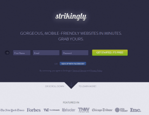 Strikingly (strikingly.com) Mobile Website Builder home page full size image