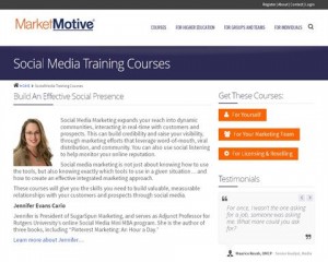 Market Motive Social Media Marketing Courses (marketmotive.com/social-media-training-courses) overview page full size image