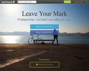 Twtrland (twtrland.com) home page full size image